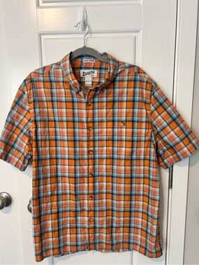Duluth Trading Co Plaid Short-Sleeve Button-Down Shirt Large